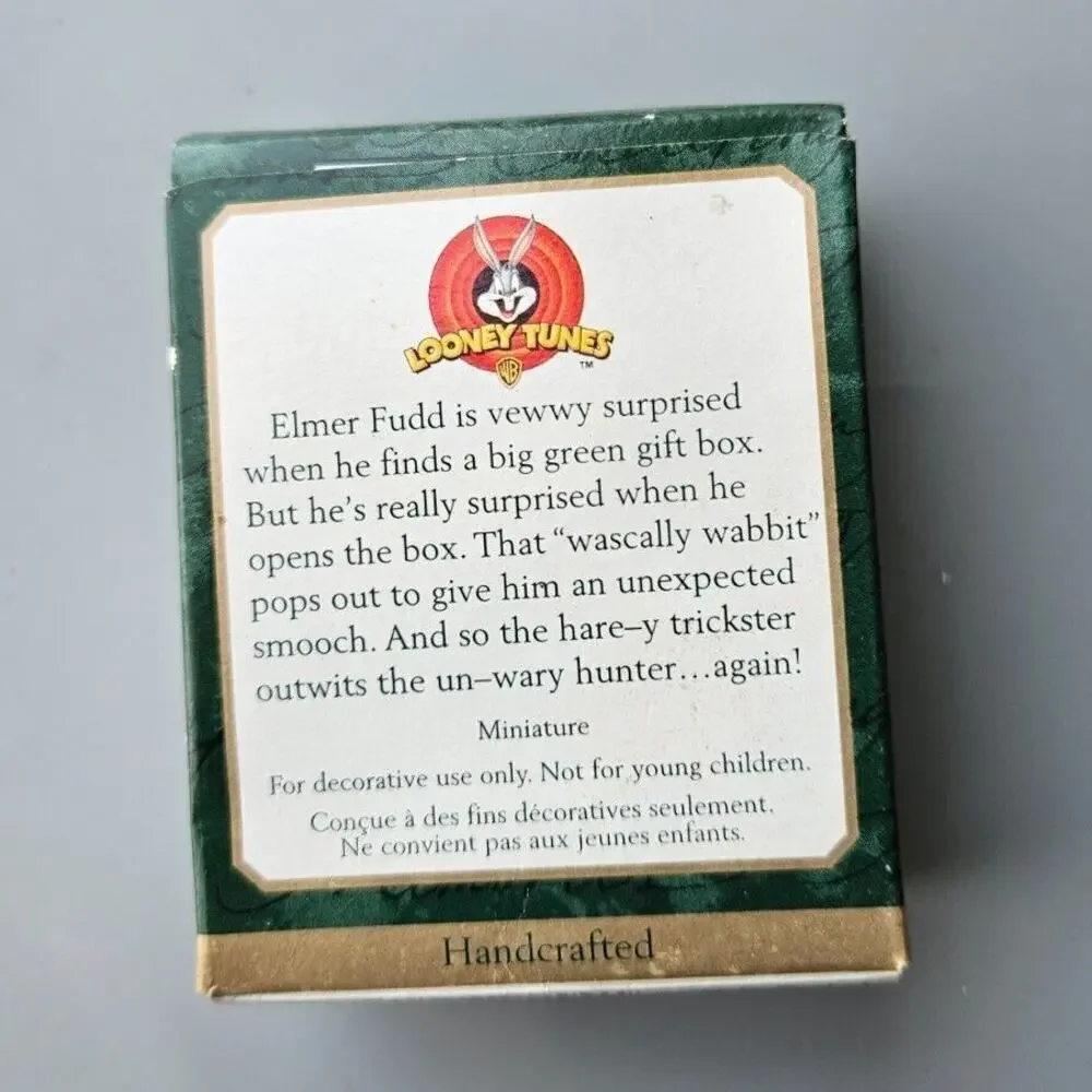 Vintage Miniature Bugs Bunny and Elmer Fudd Hallmark Looney Tune Ornament